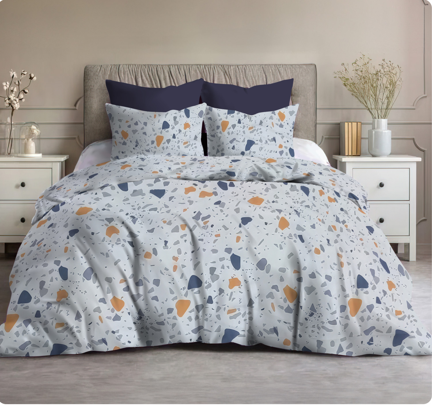 طقم سرير - مقاس كبير -4 قطع - 260*240 سم مع  1 مخده 170*45 و2 خدديه 52*72