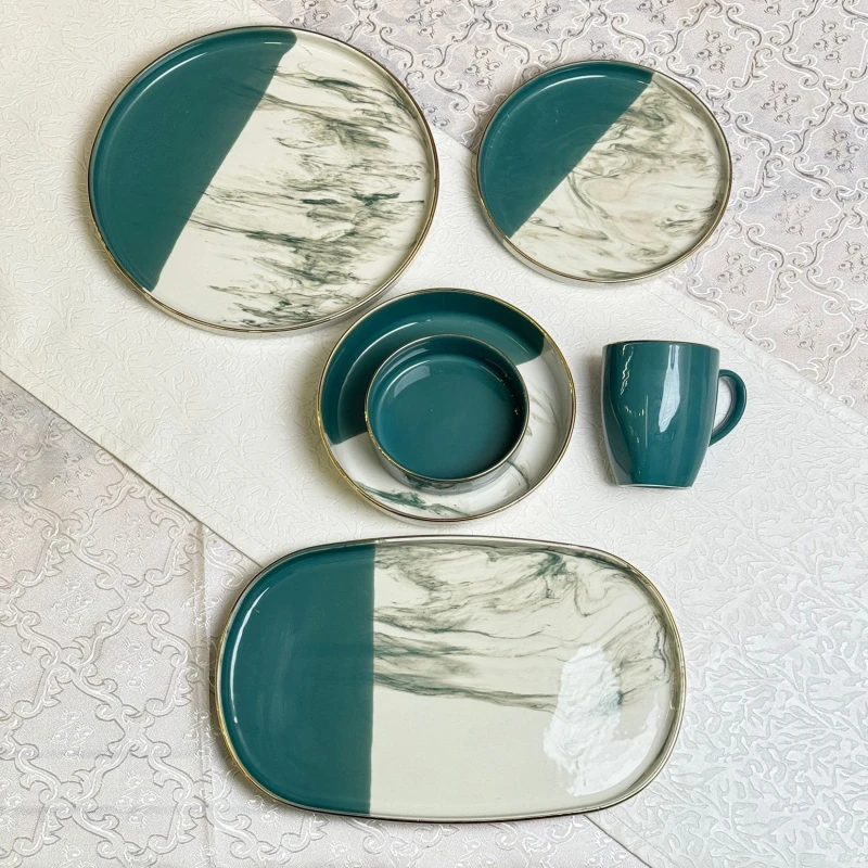 طقم عشاء 31 قطعه ماربل اخضر*ابيض – Évora