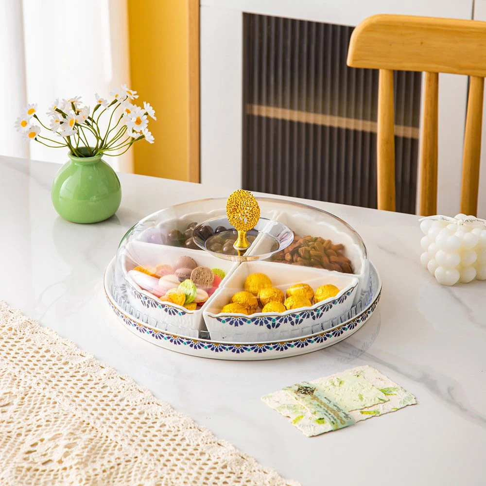 طبق مقسم 4 قطعه بالصينيه – Andalous Design – White*Blue