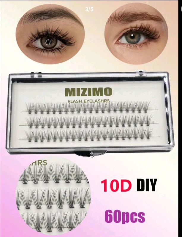 60pcs 10D Black Fluffy False Eyelashes 9-15mm C/D Curl DIY Eyelash Extension