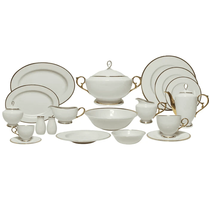 رويال ألفريدو طقم سفرة بورسلين 112 قطعة ابيض وذهبي – MO-009‎