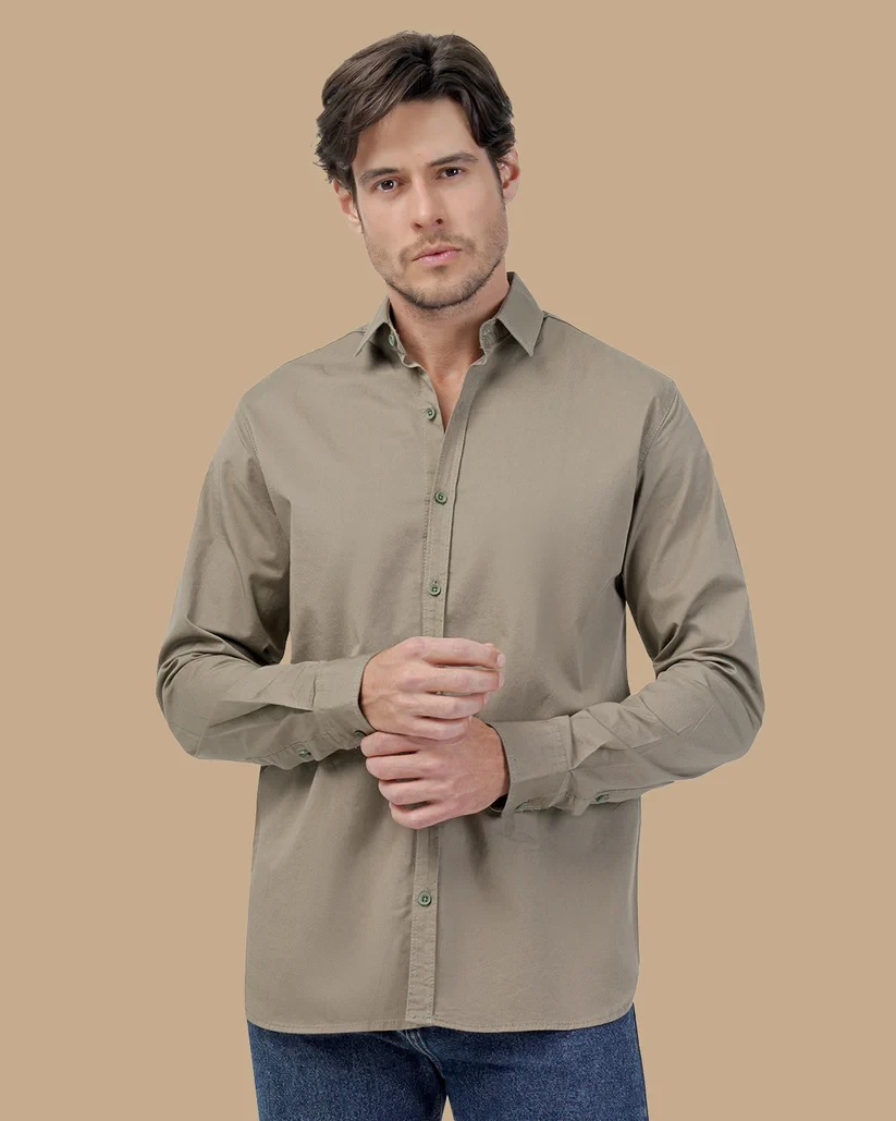 قميص  رجالي khaki Cotton shirt