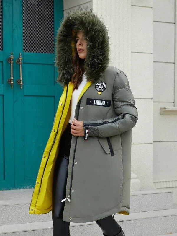 Coat Details Winter Fluffy Parka Coat Zipper Hat