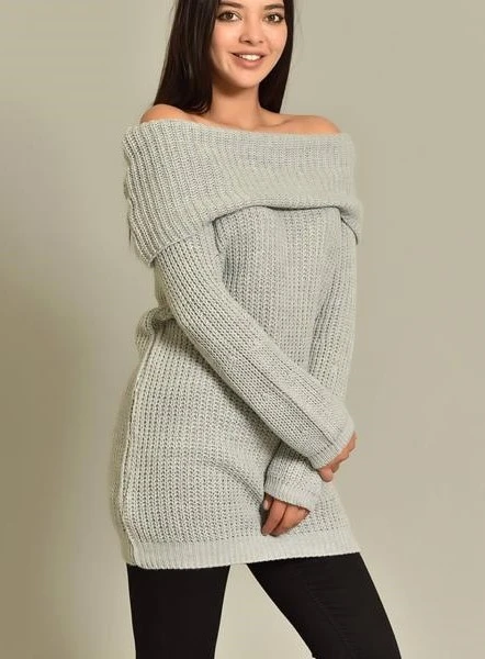 Women's Sweater Dress Off Shoulder Knitted Mini Dress