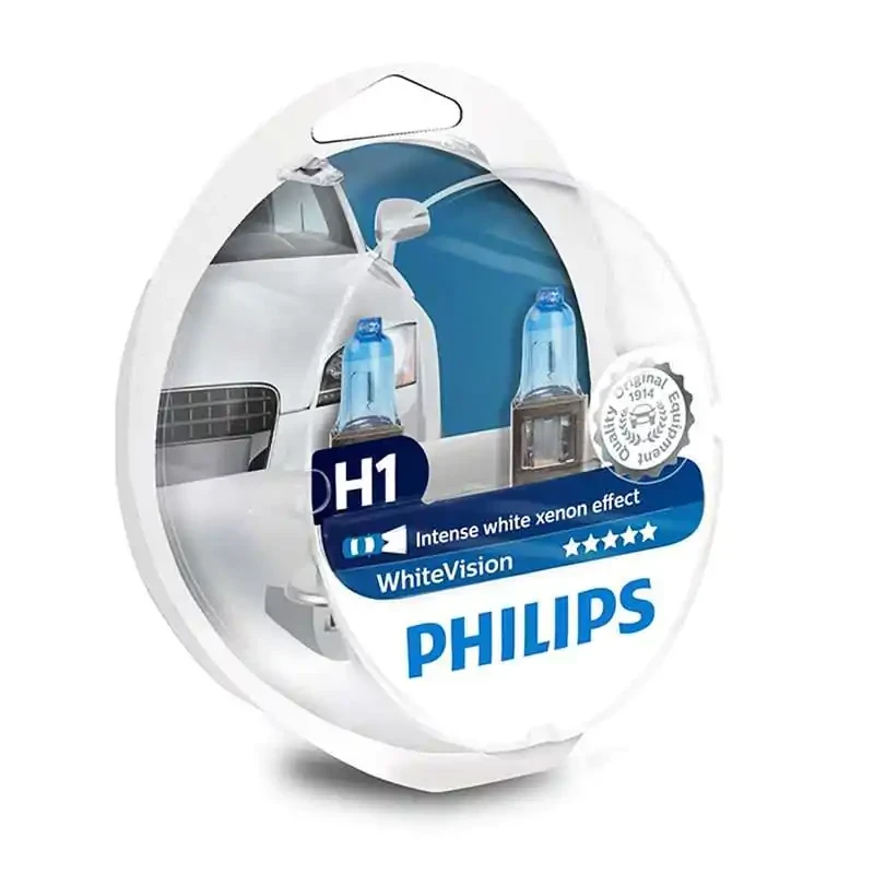طقم لمبات فيليبس White Vision H1 اضاءة 130% اقوي