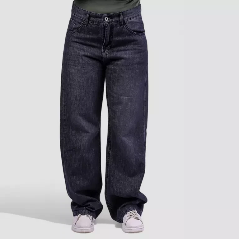Wide Leg Washed Grey Jeans