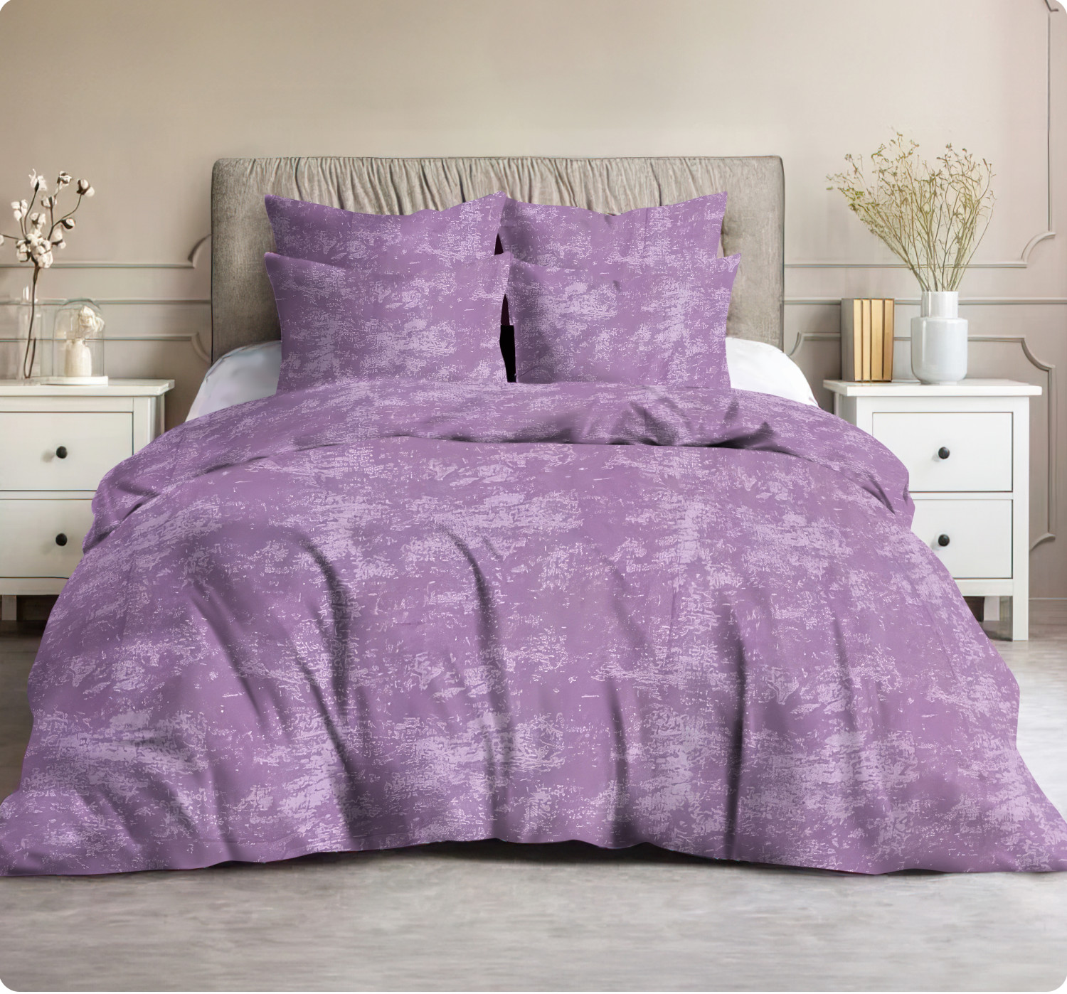 طقم سرير كبير 4 قطع 1 ملاية مقاس 240 * 260 سم و مخدة 45 170 2 خدادية 52 72    قطن