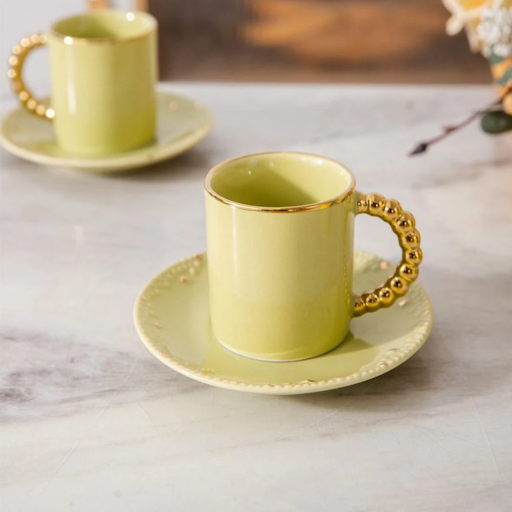 طقم قهوه بالطبق 12 بيرل – اخضر