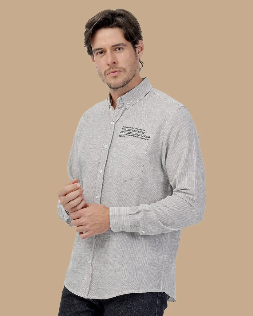 قميص  رجالي  Brown Cotton shirt