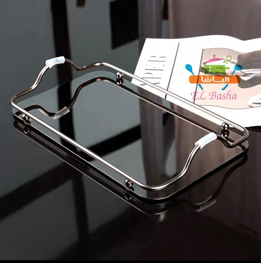 طقم صوانى استانلس ستيل مرايا 2 قطعه مستطيل