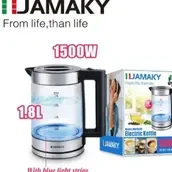 JAMAKY Italy Electric Kettle 1.8L High Borosilicate Glass Lid With A Power Of 1500W - JMK 9500 High Quality Italian Manufacture
