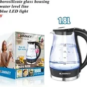 JAMAKY Italy Electric Kettle 1.8L High Borosilicate Glass Lid 1600W - JMK 9508 High Quality Italian Manufacture
