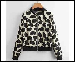 Black and white jacket with zipper hearts