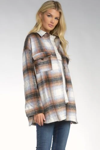 Women's Plaid Flannel Jacket Comfortable Casual Button Down Shirt
