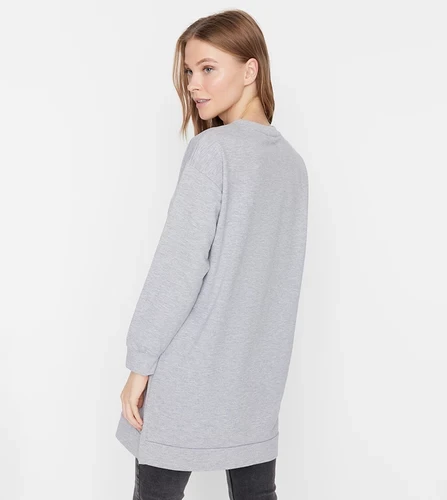 Low-shoulder letter print sweatshirt dress