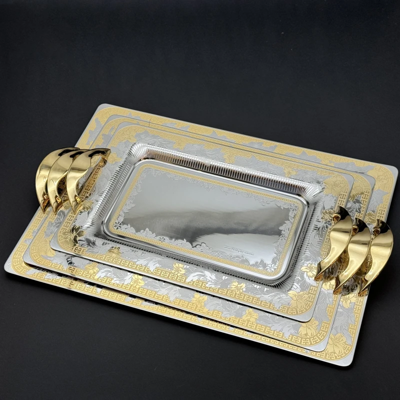 طقم صواني ايطالى 3 قطع – Rect. Sherry Gold