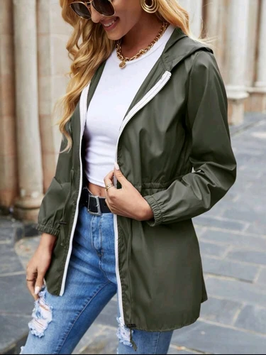 Zipper jacket with drawstring waist