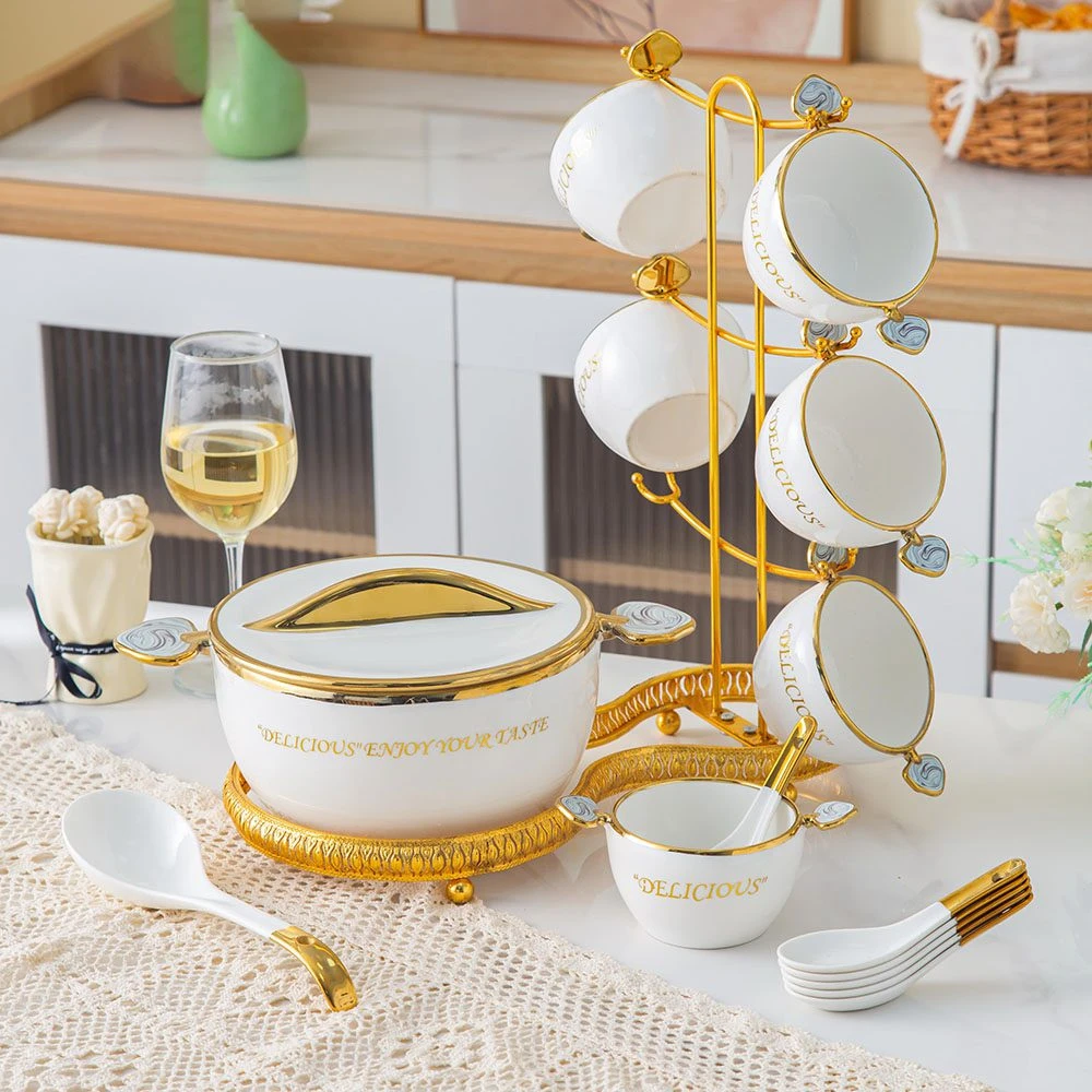 طقم شوربه علي حامل  ابيض