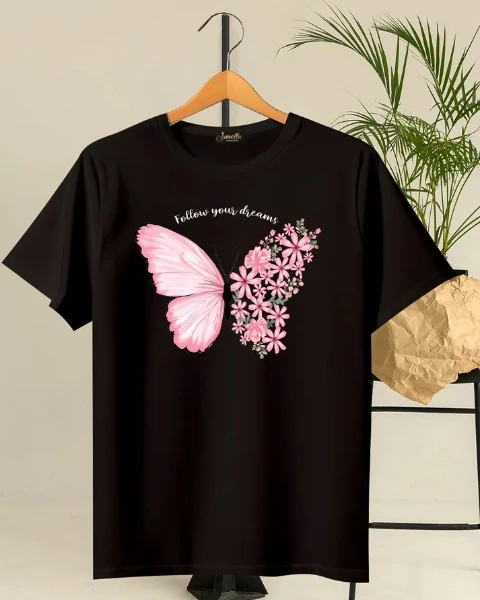 Butterfly - تيشيرت قطن اللوان متعددة