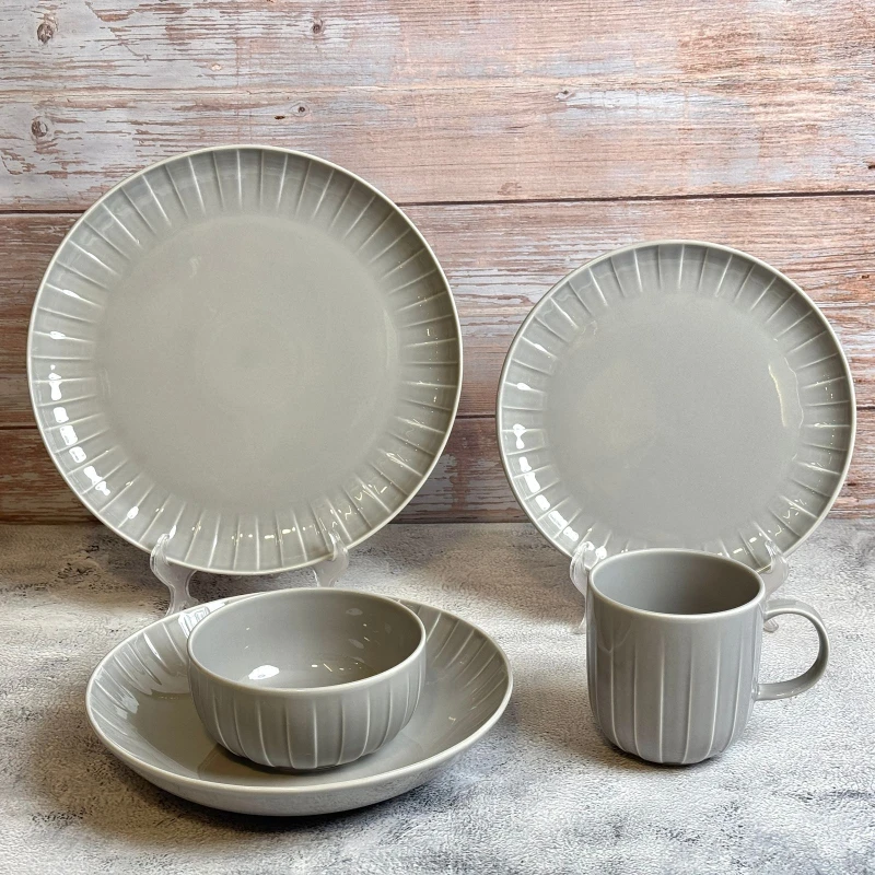 طقم عشاء تايلاندي 30 قطعه – رصاصى – QUALITIER