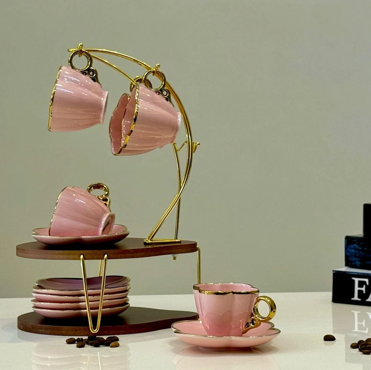 طقم قهوه على حامل – Pink – MA07