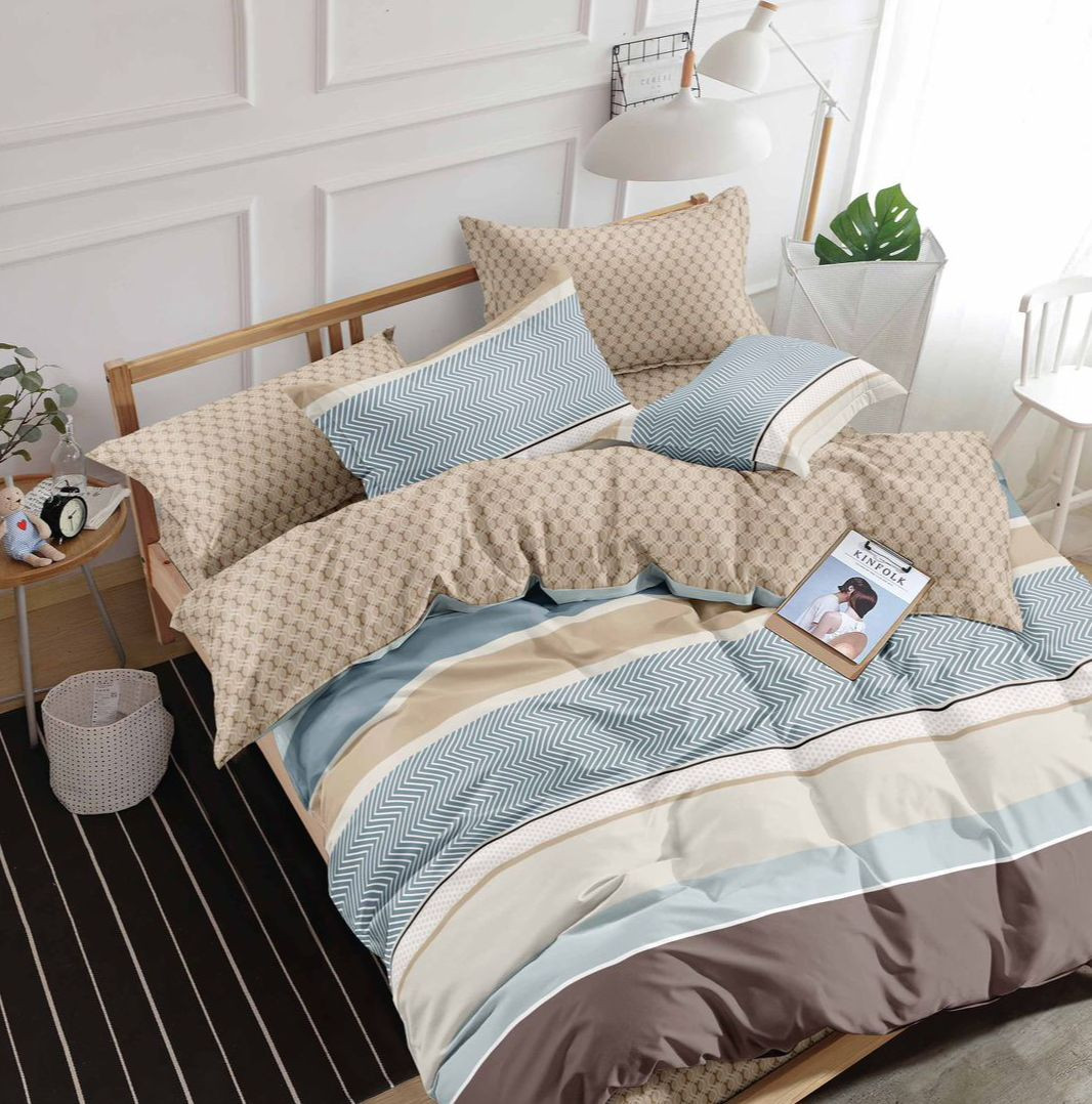 طقم ملايه قطن عامريه بيور سرير كبير كنج - 4 قطع 240x260 مع 1كيس مخده 160 سم 2 كيس خداديه - 50x 75سم