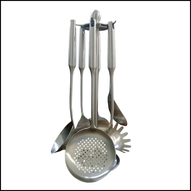 طقم توزيع استانلس استيل 7 قطعه على حامل دوار