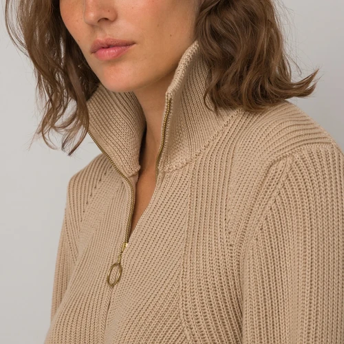 Ribbed Half Zip Jumper/Sweater in Cotton