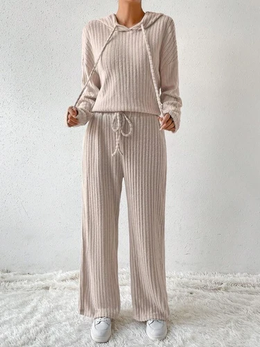 Low shoulder drawstring hoodie and pants