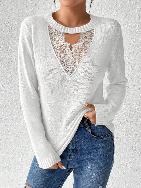 Frenchy Lace Patchwork Women's Sweater