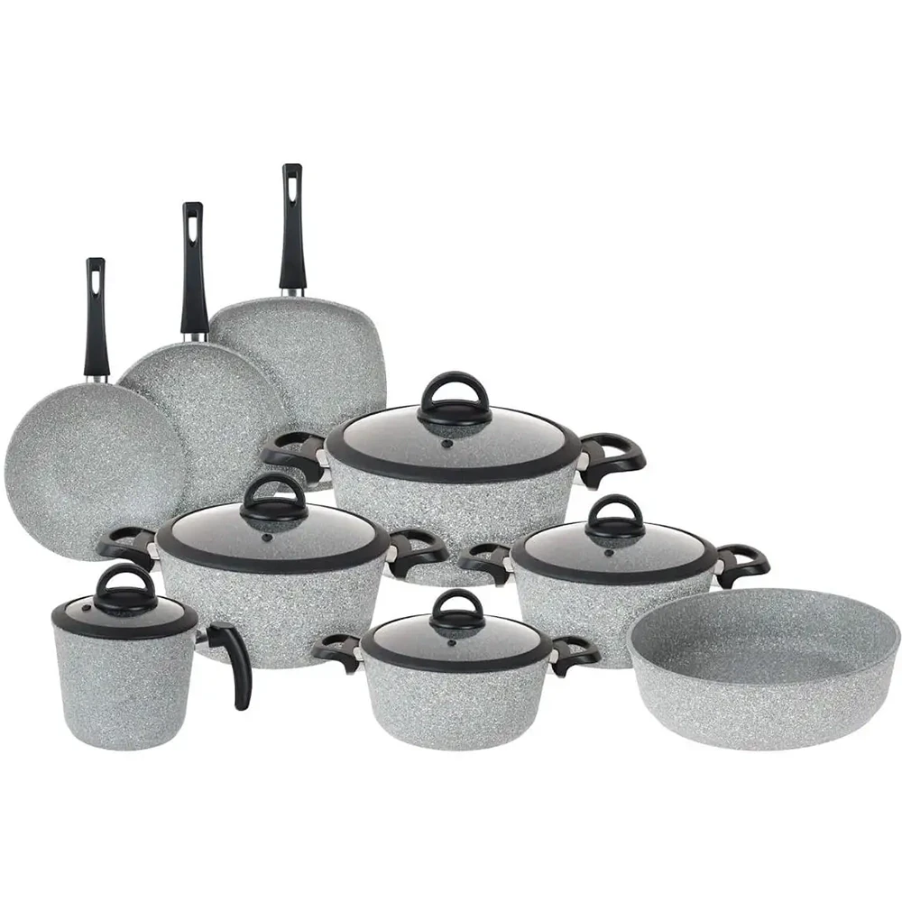 طقم حلل جيرانيت ١٤ قطعه – كوكين عبود | Cookin Aboud – Gray