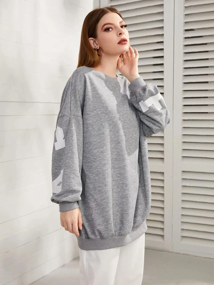 Heavyweight solid color pullover with low shoulders