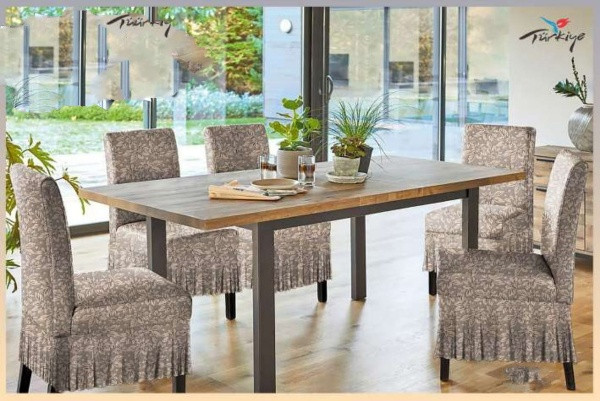 طقم 6 قطع كفر كراسي السفره الجاكار لون/ رمادي