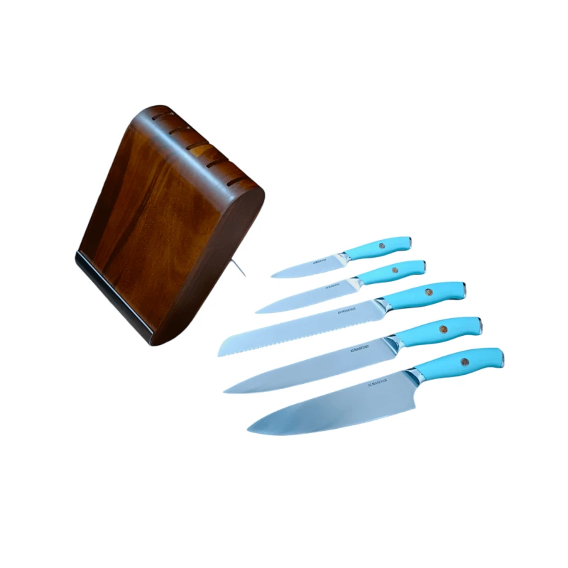 طقم سكاكين استانلس ستيل 6 قطع بالحامل