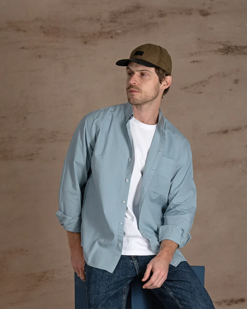 قميص رجالي Mint striped Cotton shirt