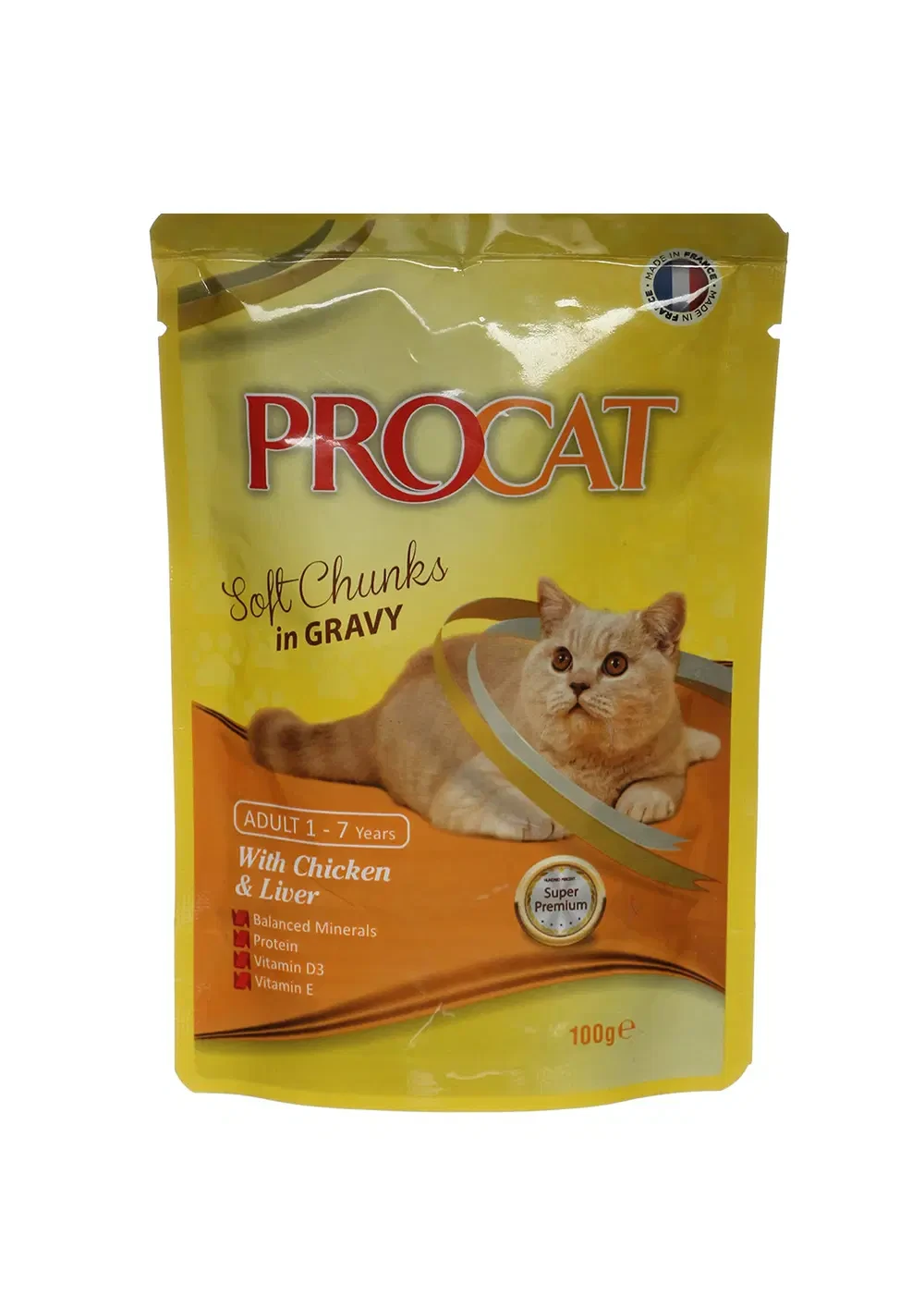 pro cat adult chicken & liver in gravy 100ge