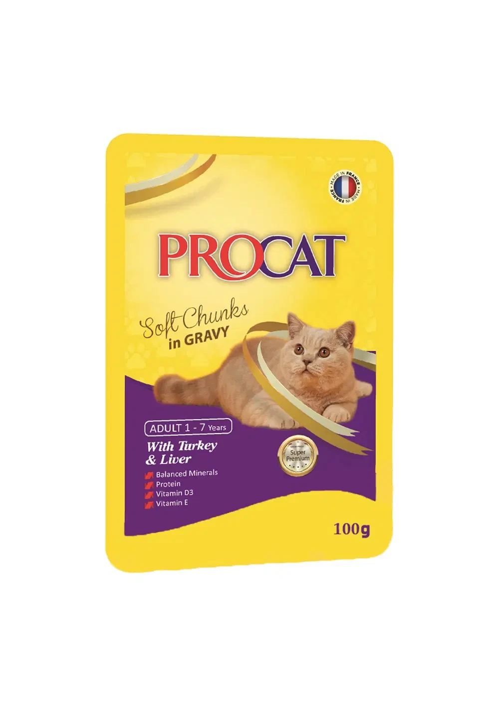 Pro cat adult turkey & liver in gravy 100ge