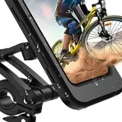 Bike Phone Holder - Waterproof Bike Phone Holder - 360 Degree Rotation And Adjustable Height - Touch Screen Phone Clamp - Bicycle Handlebar Mount For Cell Phones Under 6.9 Inch.