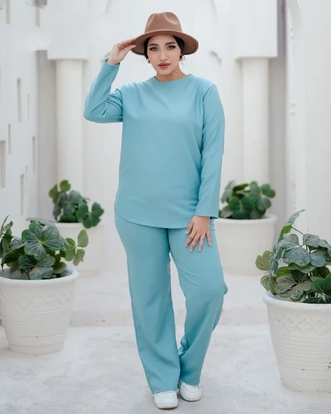 بنطلون روزالين وايد ليج لون جنزاري