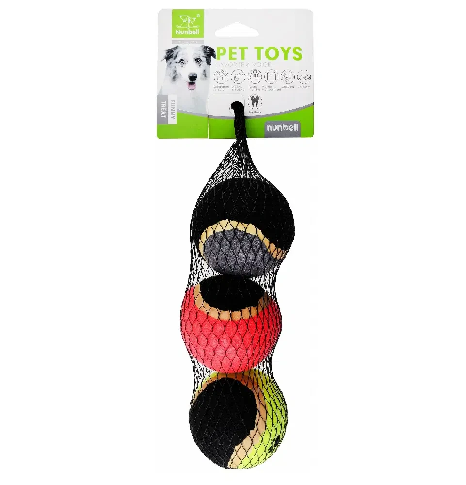 Nunbell Assorted Chew Ball Dog Toys 3 pcs Fld