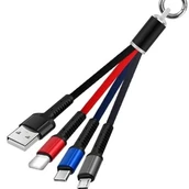 3 In 1 Micro USB Type C Lightning Fast Charging Cable Keychain