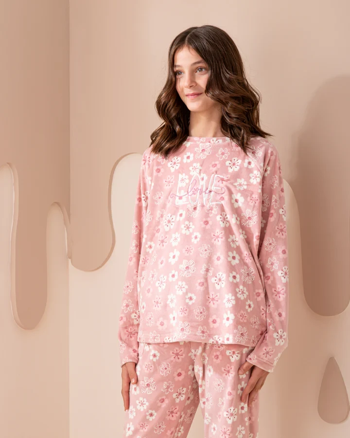 Sweet floral بيجاما بناتي جونيور بكم و بنطلون هايدي مطبوع