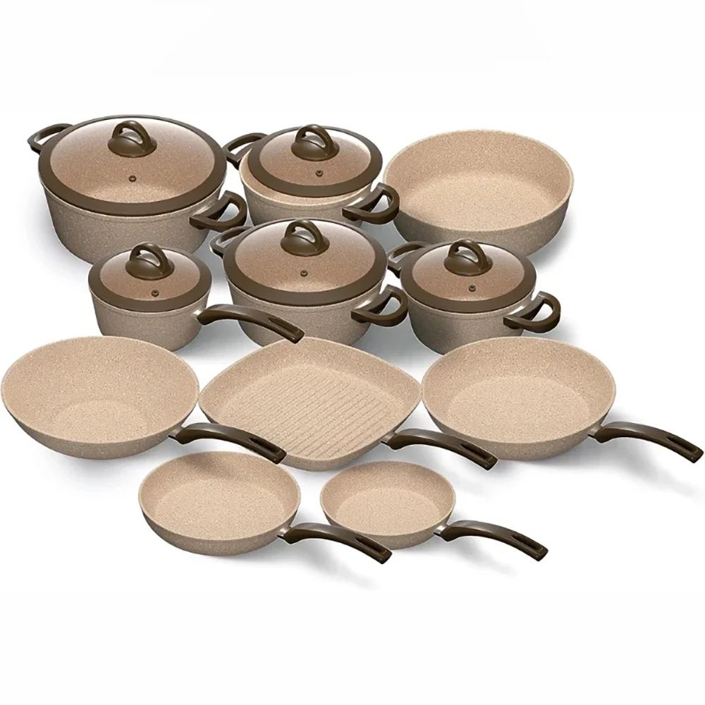 طقم حلل جيرانيت ١٦ قطعه – كوكين عبود | Cookin Aboud – Beige