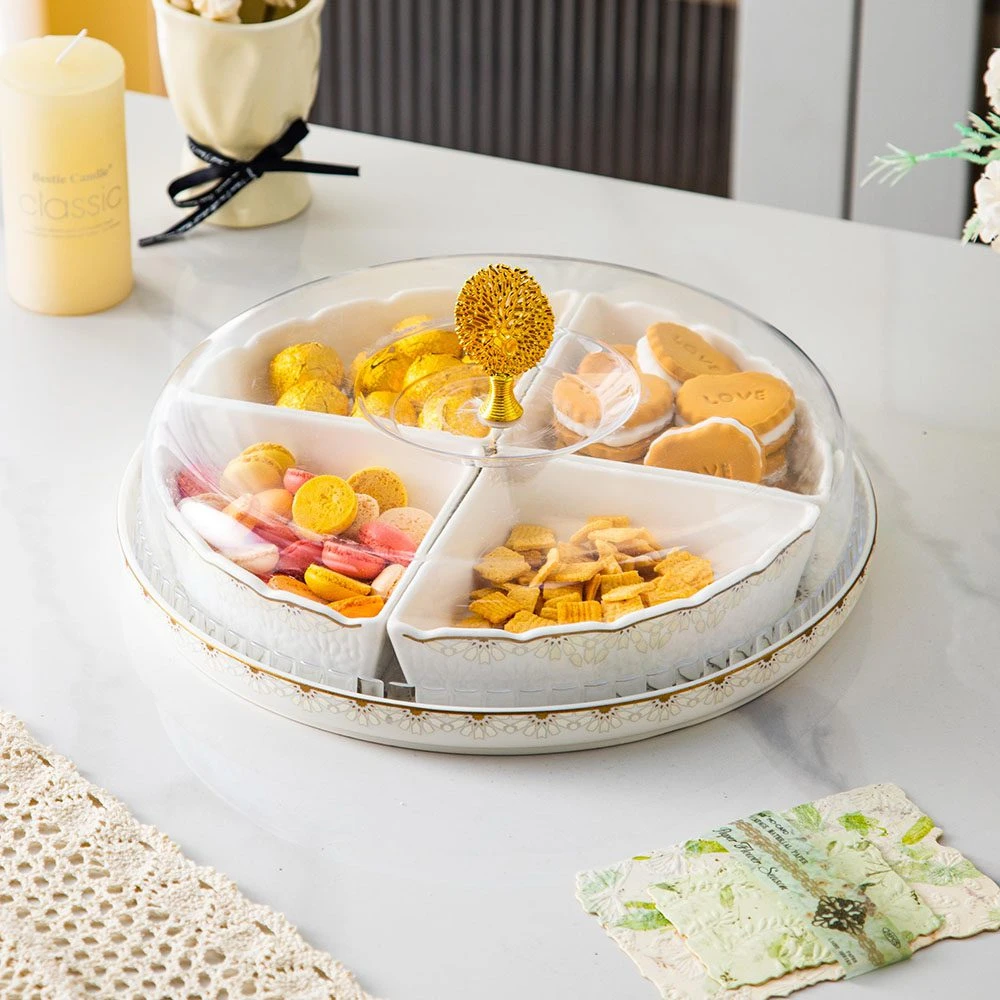 طبق مقسم 4 قطعه بالصينيه – Andalous Design – White*Biege