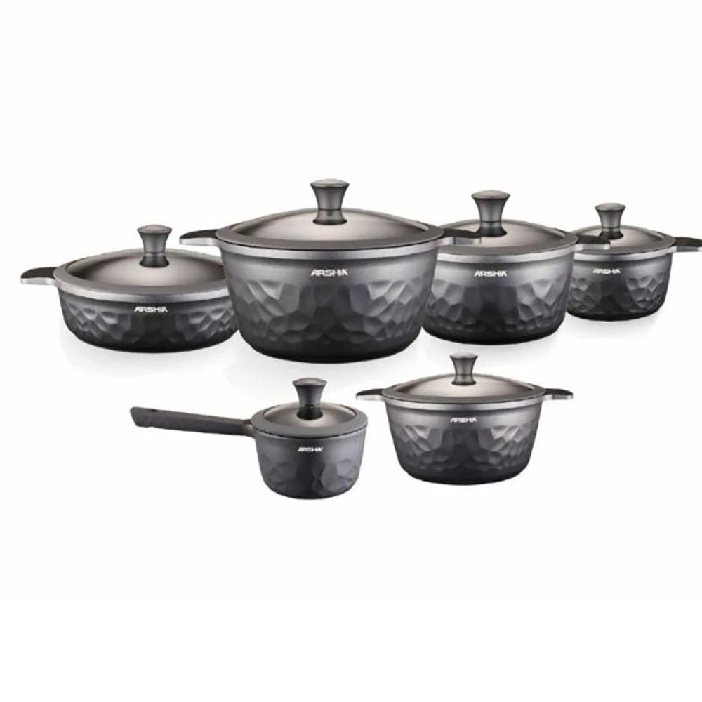 Arshia 16-Piece Gray Diamond Cookware Set – 3301