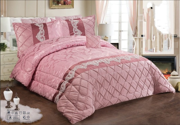 طقم لحاف قطيفة 4 قطع مقاس 240/260 لون روز