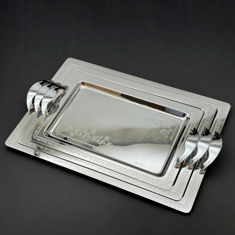 طقم صواني ايطالى 3 قطع – Rect. Gloria Inox