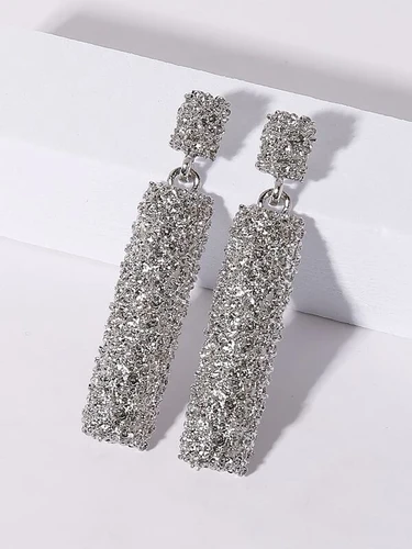 Textured drop earrings with metal decor