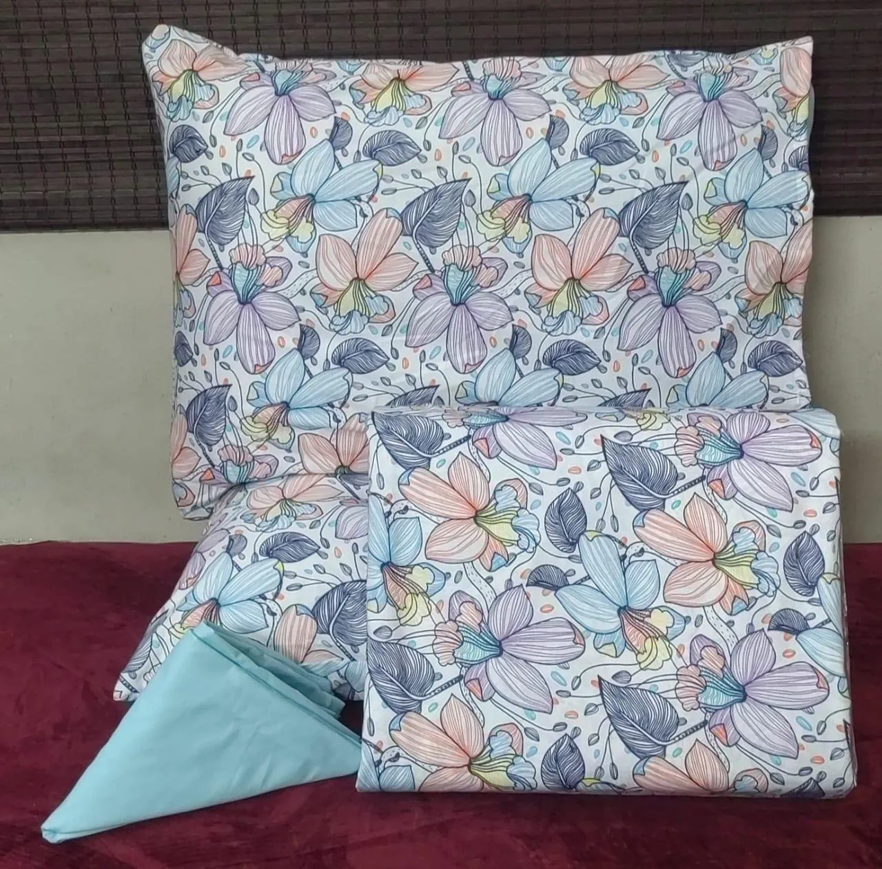 طقم ملايات سرير كبير قطن 100% 240*260 سم 4 قطع (متعدد الألوان