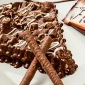 Flutes Chocolate Waffle  Chocolate waffle with flutes pieces
